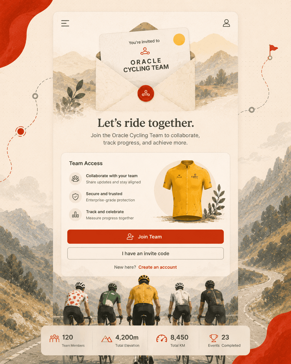 Invitation and access illustration for joining Project Yellow Jersey