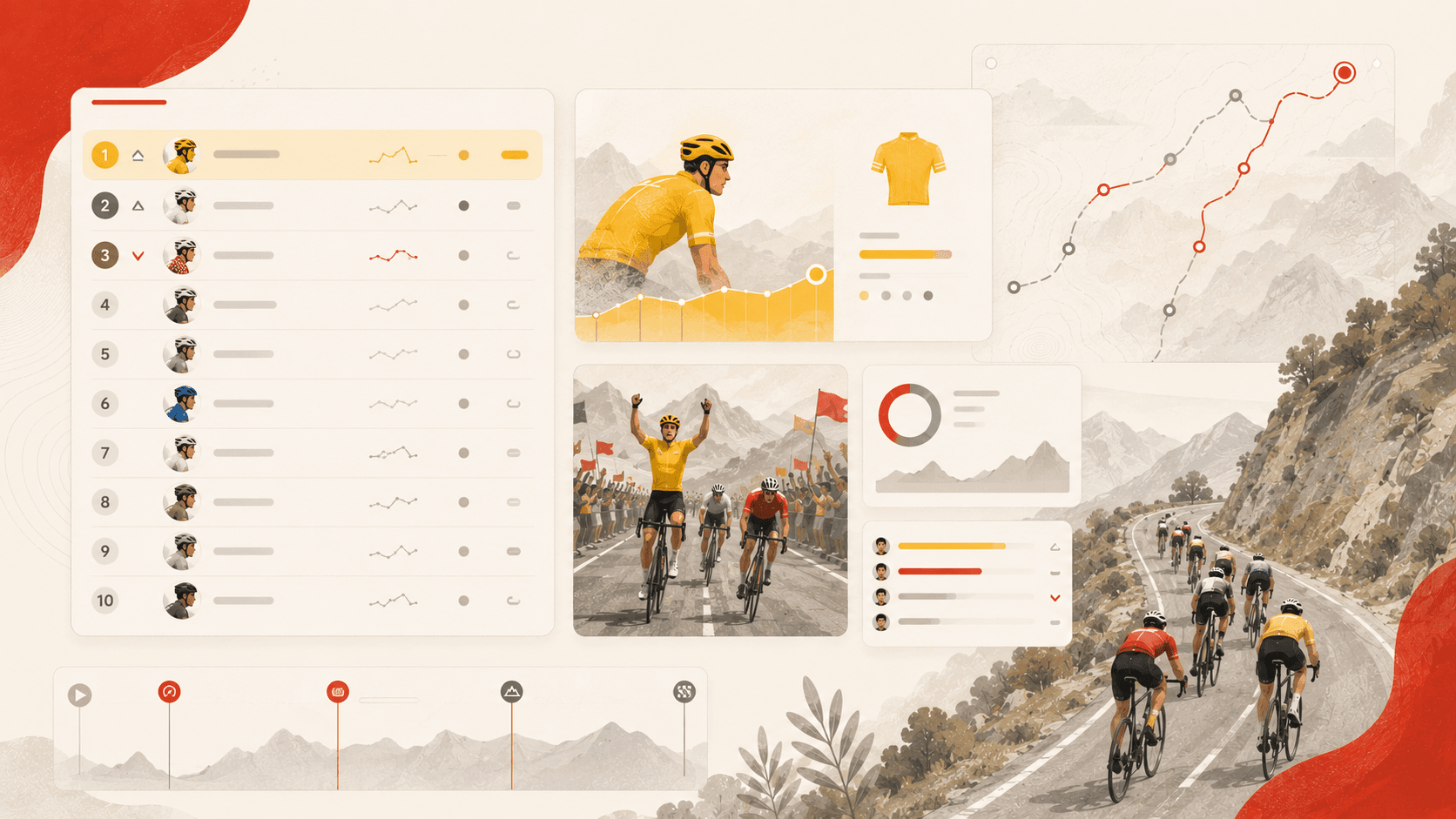 Cycling leaderboard with team strategy and stage points