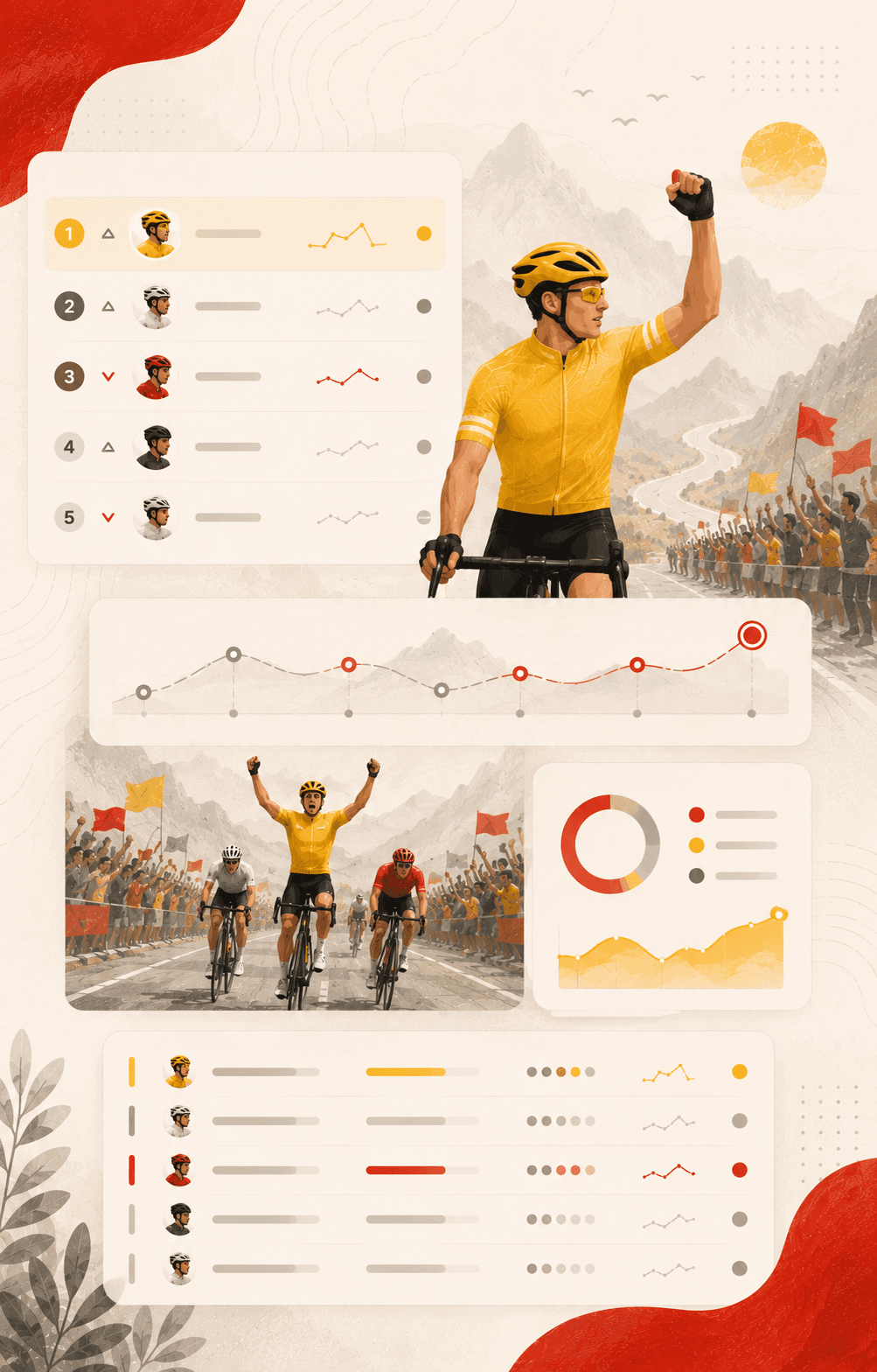 Cycling leaderboard with team strategy and stage points